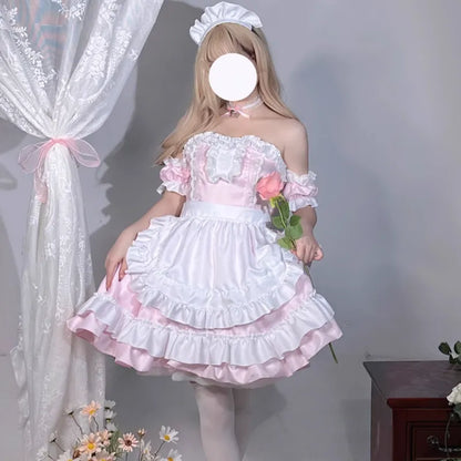 cosplay pink waiter dress